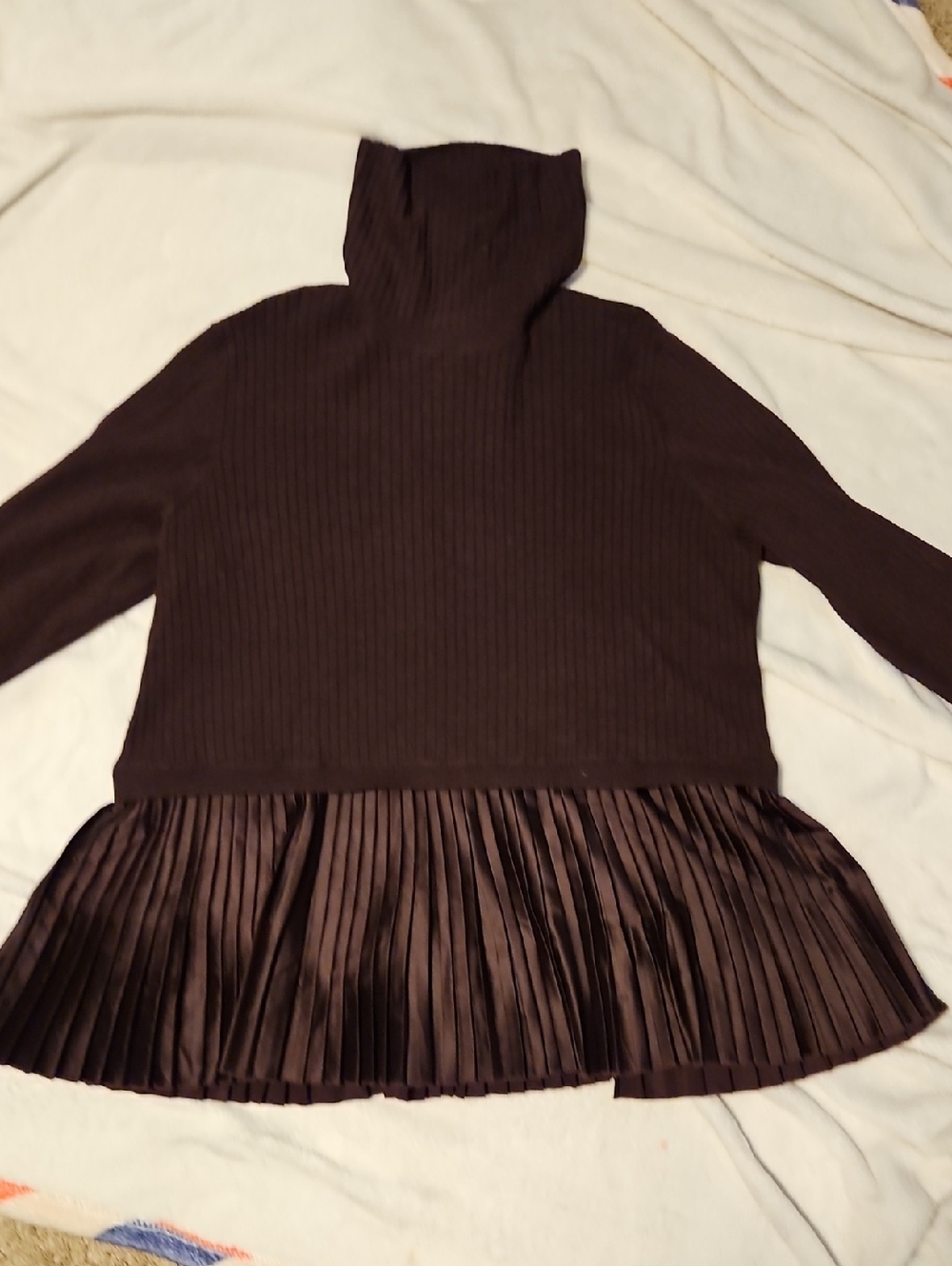 Nine West Brown Ribbed Knit Top